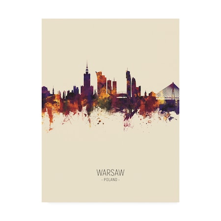 Michael Tompsett 'Warsaw Poland Skyline Portrait III' Canvas Art,14x19